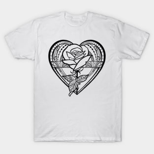 Tattoo style rose and heart T-Shirt